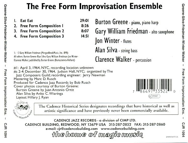 lataa albumi Burton Greene, Gary William Friedman, Jon Winter , Alan Silva, Clarence Walker , The Free Form Improvisation Ensemble - The Free Form Improvisation Ensemble