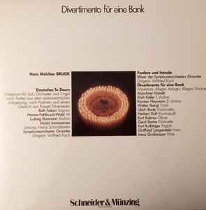 Hans Melchior Brugk - Divertimento Für Eine Bank / Deutsches Te Deum album cover
