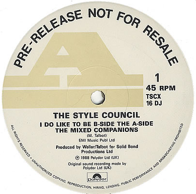 The Style Council I Do Like To Be B Side The A Side 1988 Vinyl