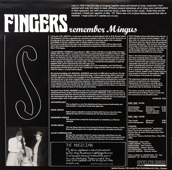 lataa albumi Fingers - Remember Mingus