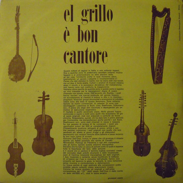 télécharger l'album Corinna - El Grillo E Bon Cantore