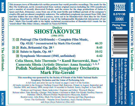 Album herunterladen Shostakovich, Polish National Radio Symphony Orchestra, Mark FitzGerald - The Girlfriends Complete Salute To Spain Rule Britannia Symphonic Movement 1945