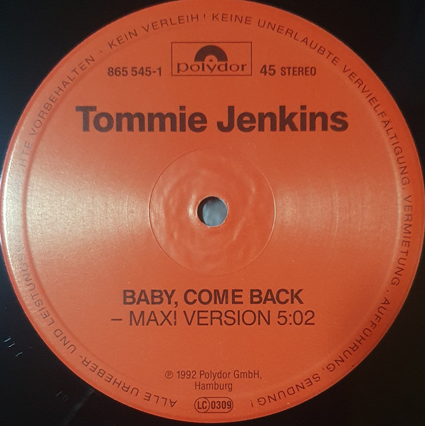 Tommie Jenkins – Baby, Come Back (1992, Vinyl) - Discogs