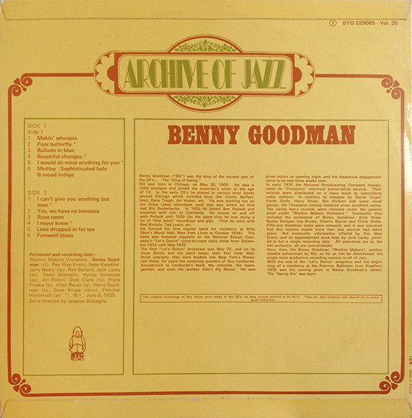 télécharger l'album Benny Goodman - Archive Of Jazz Volume 35 Benny Goodman 1935