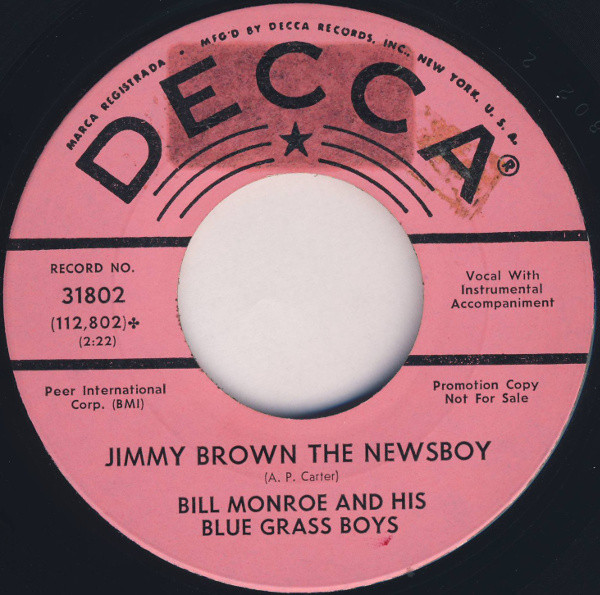 Bill Monroe And His Blue Grass Boys – Jimmy Brown The Newsboy