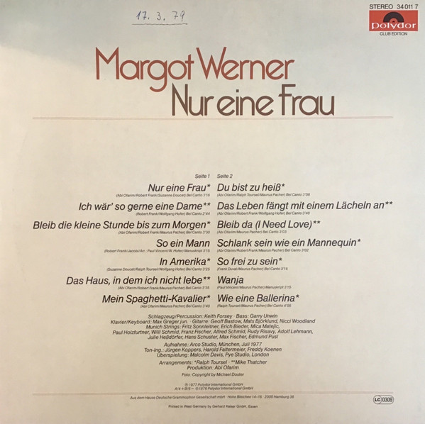 descargar álbum Margot Werner - Nur Eine Frau