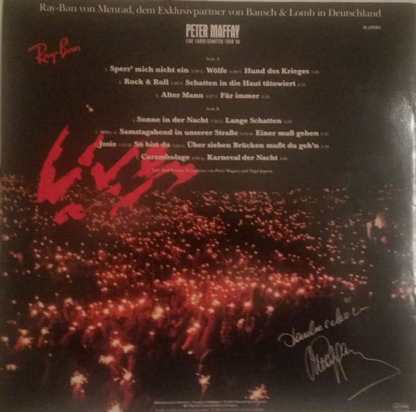 Album herunterladen Peter Maffay - Live Lange Schatten Tour 88 Ray Ban Version
