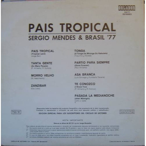télécharger l'album Sergio Mendes & Brasil '77 - País Tropical