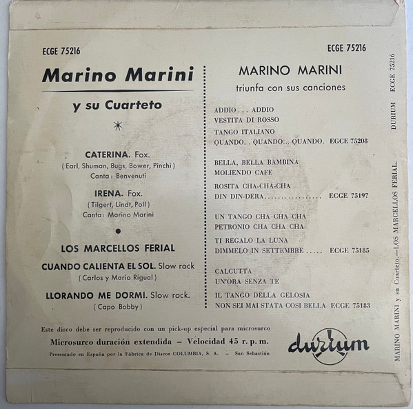 descargar álbum Los Marcellos Ferial Marino Marini E Il Suo Quartetto - Caterina Irena Cuando Calienta El Sol Llorando Me Dormí