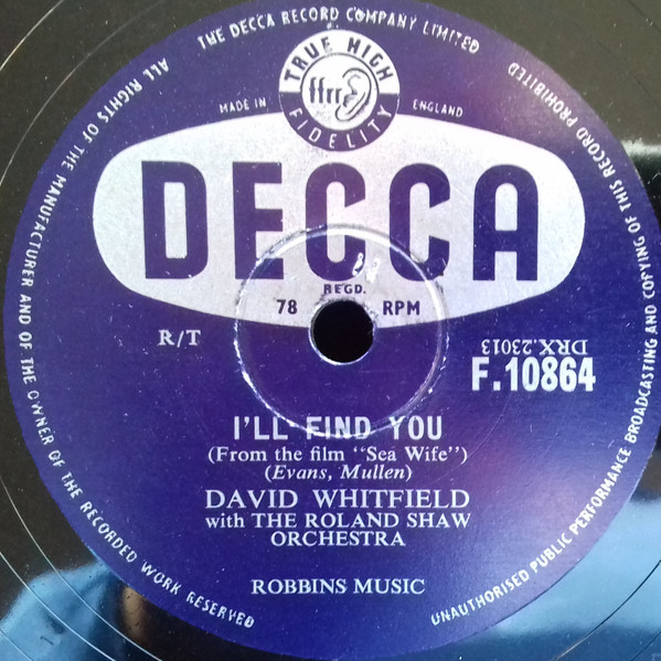 David Whitfield – I'll Find You / I'd Give You The World (1957