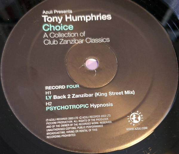 Tony Humphries - Azuli Presents Tony Humphries - Choice - A Collection Of Club Zanzibar Classics | Azuli Records (AZLP22) - 11