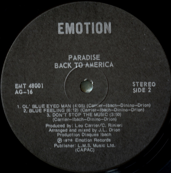 Paradise - Back To America | Emotion Records (EMT-48001) - 4