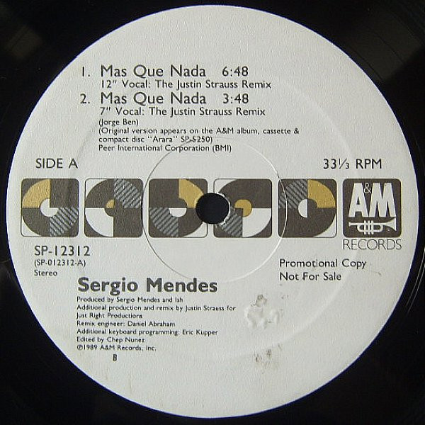Sergio Mendes – Mas Que Nada (1989, Vinyl) - Discogs