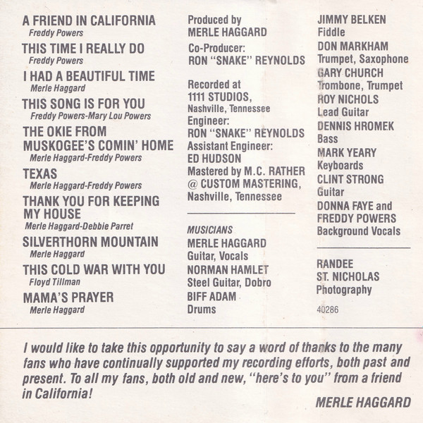 télécharger l'album Merle Haggard - A Friend In California