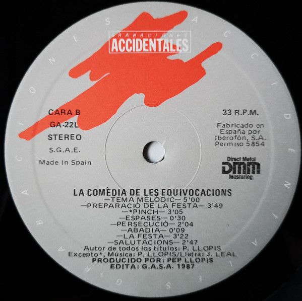 last ned album Pep Llopis - La Comèdia De Les Equivocacions Banda Sonora De LEspectacle