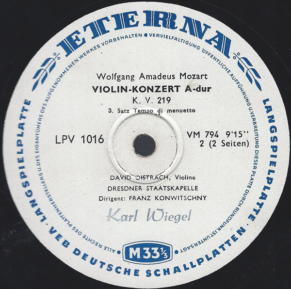 last ned album Wolfgang Amadeus Mozart David Oistrach, Staatskapelle Dresden, Franz Konwitschny - Konzert Für Violine Und Orchester A dur KV 219