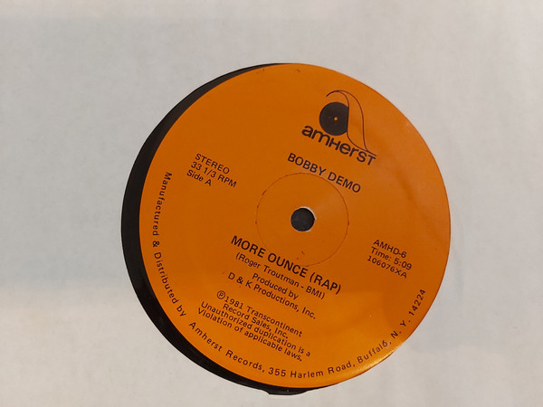 Bobby Demo – More Ounce (Rap) (1981, Vinyl) - Discogs