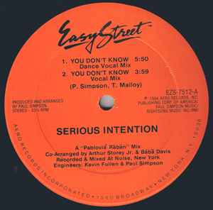 Serious Intention - You Don't Know album cover