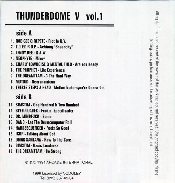 last ned album Various - Thunderdome V 1