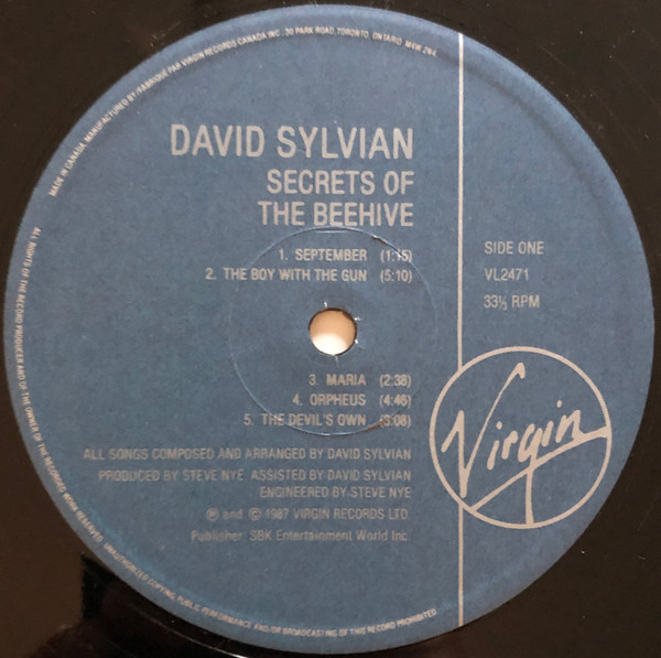 David Sylvian - Secrets Of The Beehive [Vinyl] | Virgin (VL2471) - 3