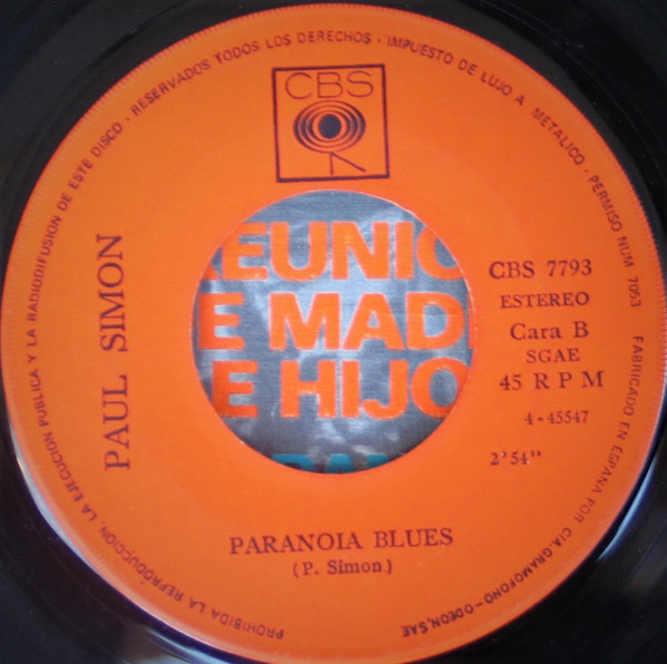descargar álbum Paul Simon - Reunion De Madre E Hijo Paranoia Blues
