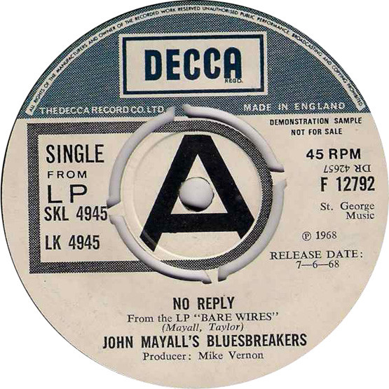 John Mayall's Bluesbreakers – No Reply (1968, Vinyl) - Discogs