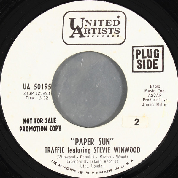 Traffic Featuring Steve Winwood – Paper Sun (1967, Vinyl) - Discogs