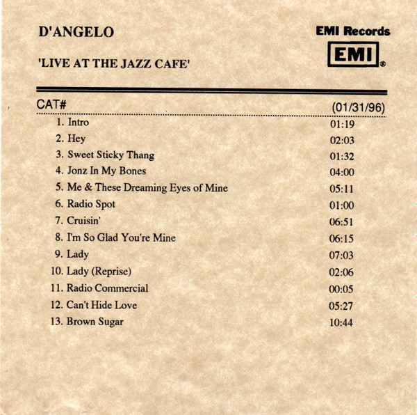 ディアンジェロ - Live At The Jazz Cafe, London (ライヴ) | Releases 
