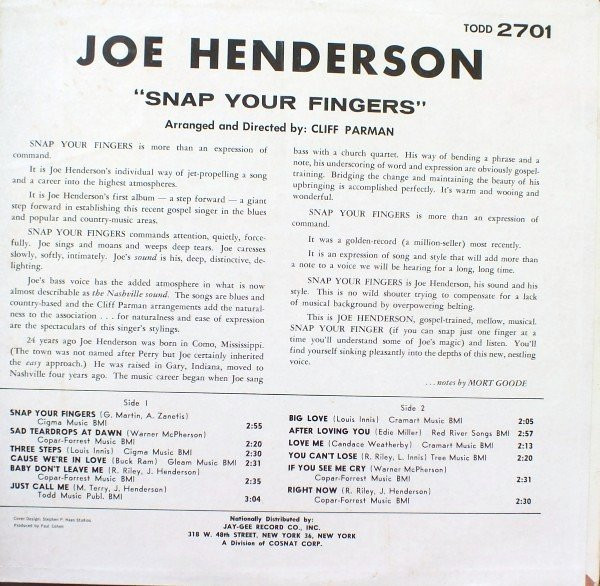 descargar álbum Joe Henderson - Snap Your Fingers