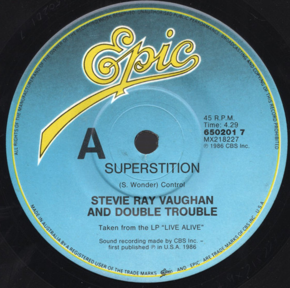 Stevie Ray Vaughan And Double Trouble – Superstition (1986, Vinyl