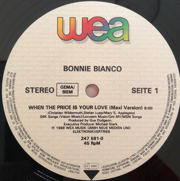 descargar álbum Bonnie Bianco - When The Price Is Your Love