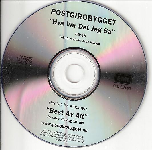 ladda ner album Postgirobygget - Hva Var Det Jeg Sa