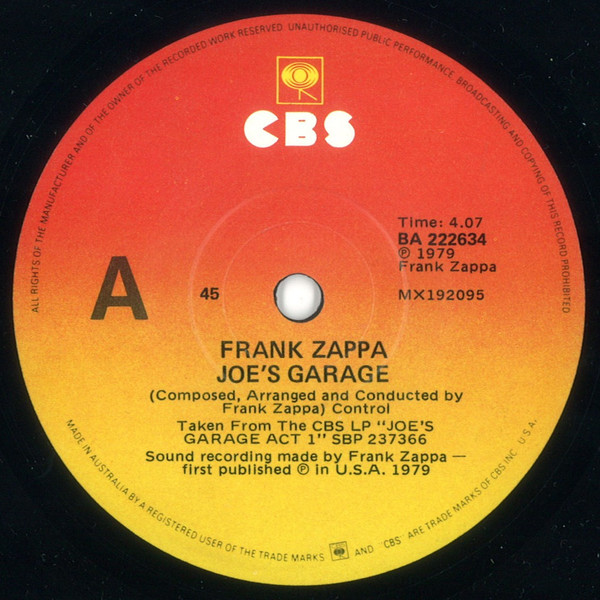 Frank Zappa – Joe's Garage (1979, Vinyl) - Discogs