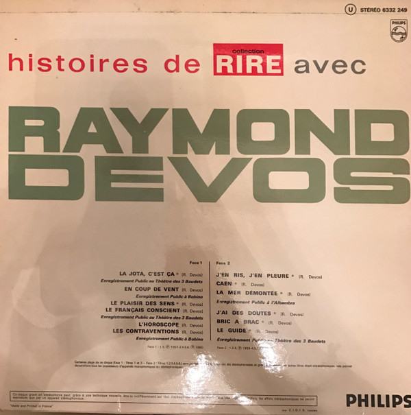 Album herunterladen Raymond Devos - Histoires De Rire