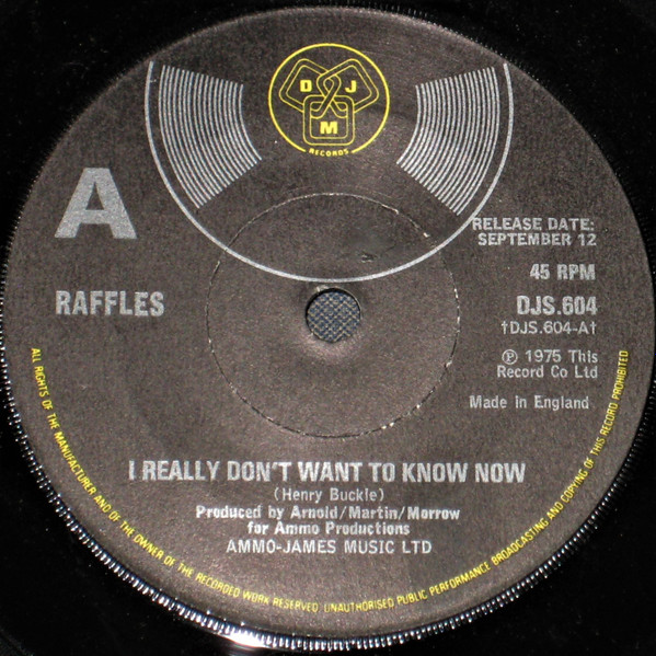 descargar álbum Raffles - I Really Dont Want To Know Now