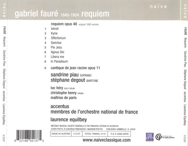 ladda ner album Sandrine Piau, Stéphane Degout, Membres De L'Orchestre National De France, Accentus, Laurence Equilbey Fauré - Requiem