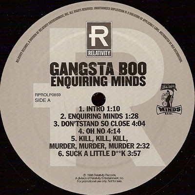 Gangsta Boo – Enquiring Minds (1998, Vinyl) - Discogs