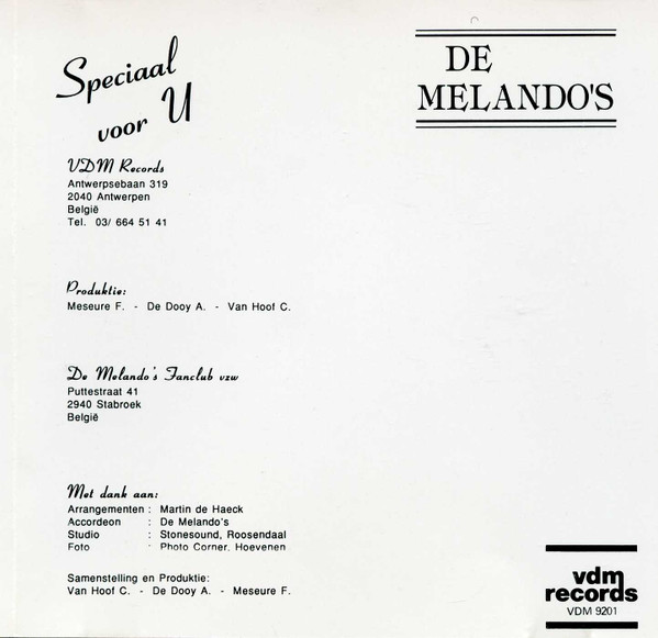 last ned album De Melando's - Speciaal Voor U