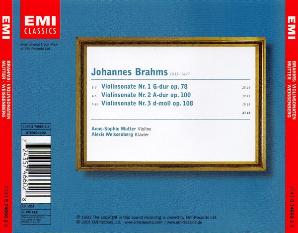 Album herunterladen Brahms AnneSophie Mutter, Alexis Weissenberg - Violinsonaten