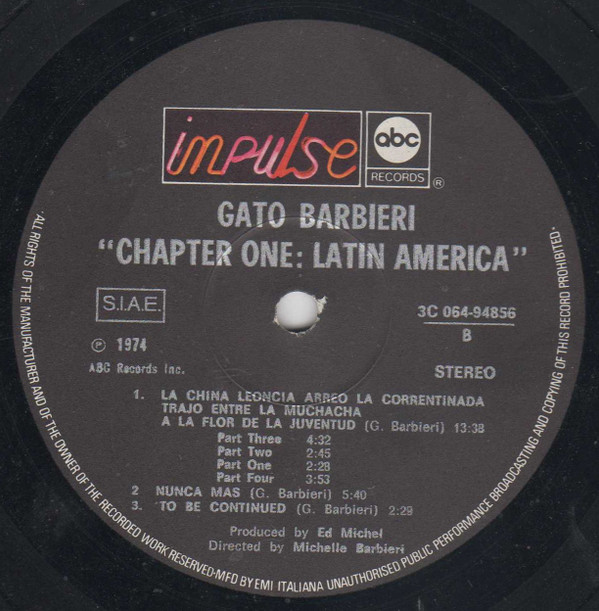 baixar álbum Gato Barbieri - Chapter One Latin America