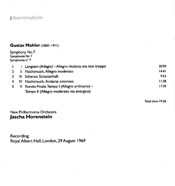 Album herunterladen Mahler, Jascha Horenstein, New Philharmonia Orchestra - Symphony No 7