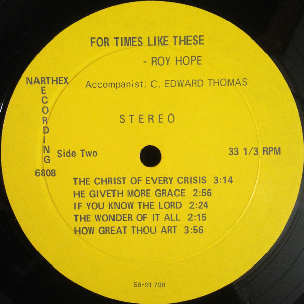 baixar álbum Roy Hope Accompanied By C Edward Thomas - For Times Like These