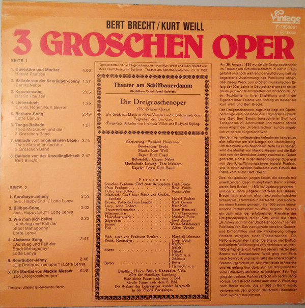 last ned album Bert Brecht Kurt Weill, Carola Neher, Kurt Gerron, Harald Paulsen, Lotte Lenya, Dreigroschenband, Theo Mackeben - 3 Groschen Oper