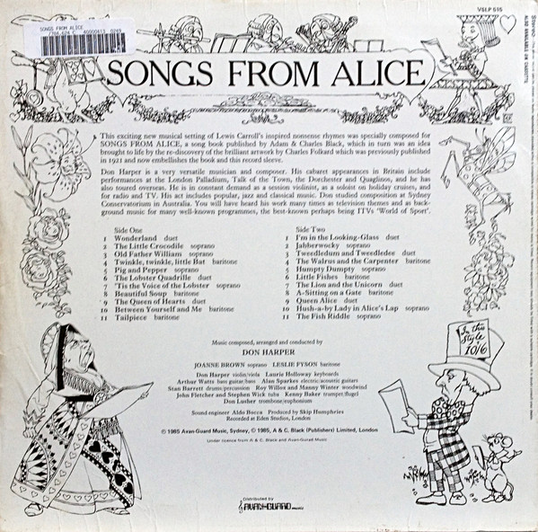 baixar álbum Lewis Carroll, Don Harper , Joanne Brown, Leslie Fyson - Songs From Alice