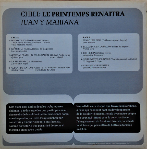 descargar álbum Juan Y Mariana - Chili Le Printemps Reviendra
