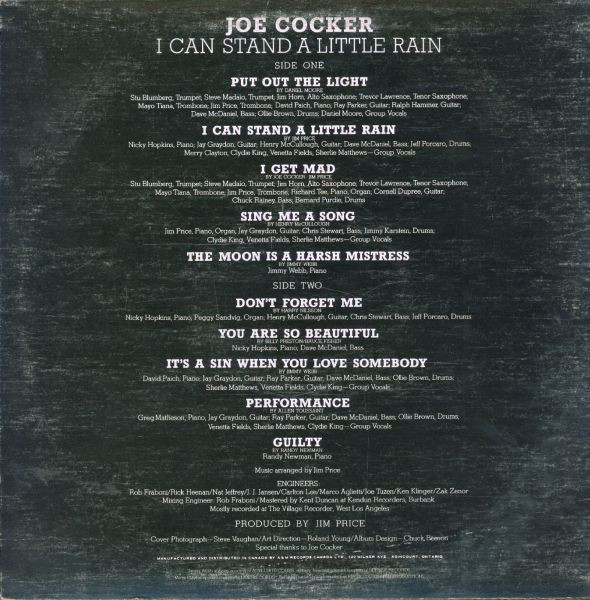 Joe Cocker - I Can Stand A Little Rain | A&M Records (SP-3633) - 2