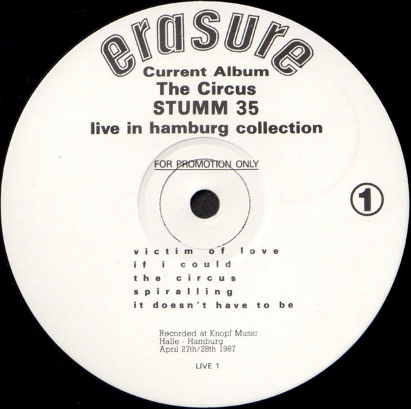 Erasure - Circus Vinyl Record 1987 1st Pressing