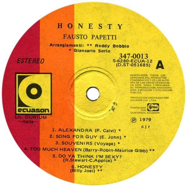 télécharger l'album Fausto Papetti - Honesty