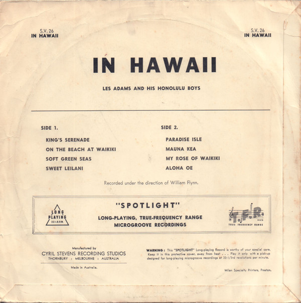 last ned album Les Adams And His Honolulu Boys - In Hawaii