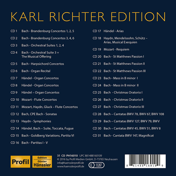 last ned album Karl Richter, Münchener BachChor, Bach Mozart Händel Haydn - Karl Richter Edition